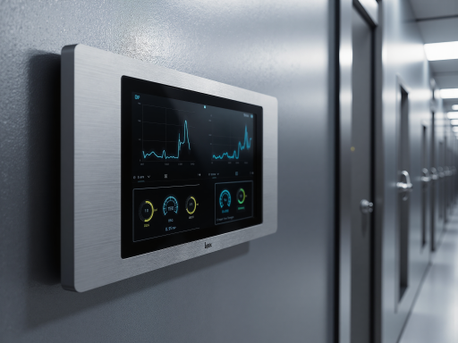 智能控制器面板，触摸屏界面，现代化设计，白色边框，科技感强